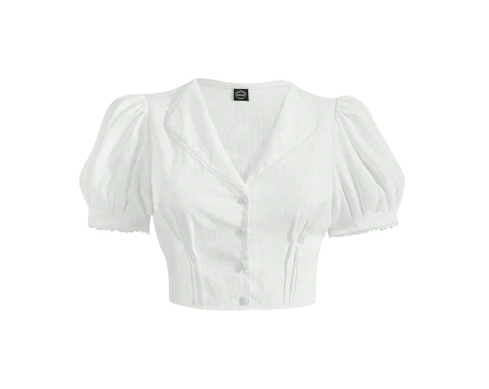 White Waterfall Collar Short Sleeve Top (1)